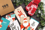 Better Office Products Christmas Holiday Greeting Card Set, 100 Pack, 4 x 6 Inch, 12 Assorted Custom Illustrative Designs, Blank Inside, Complete with Envelopes, 100 Christmas Cards Set Better Office Products
