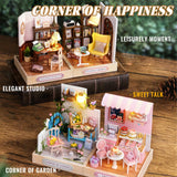 Kisoy Dollhouse Miniature with Furniture Kit, DIY 3D Wooden DIY House Kit with Dust Cover,Handmade Tiny House Toys for Teens Adults Gift(Sweet Talk) Kisoy