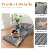 Loveseat Sleeper Sofa, Convertible Sofa Bed Couch Futon Couches for Living Room, 3-in-1 Pull Out Floor Couch with Washable Cushion and Pillows, Dark Grey YOSHOOT