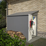 YOPTO 4×8 FT Lean to Metal Shed,Outdoor Heavy-Duty Storage Shed with Floor Base,All Weather Waterproof Garden Tool House W/Lockable Door&2 Air Vents,Reversible Door Design,for Backyard,Patio,Lawn,Gray YOPTO