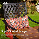 PHI VILLA 5 pcs Outdoor Bar Set, Outdoor Swivel Bar Stool with Red Seat Cushion and Lumbar Support,Extra Large Metal Bar Table with Umbrella Hole for Poolside Garden PHI VILLA