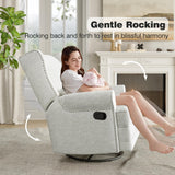 RoyalCraft Swivel Recliner Chair with Extra Large Footrest, Comfy Upholstered Glider Rocking Chair for Living Room, Bedroom and Office, Off White RoyalCraft