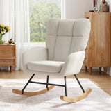 AYEASY Rocking Chair Nursery, Teddy Baby Nursery Rocking Chairs, Modern Nursing Chair for Breastfeeding, Nursery Rocker for Small Spaces Indoor, Accent Glider Chairs for Living Room, Bedroom, Beige AYEASY