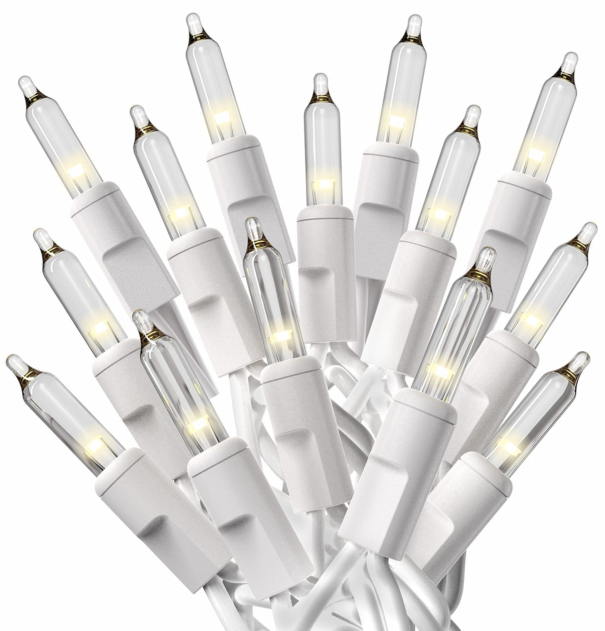 PREXTEX White Christmas Lights 100 Count - Incandescent Clear Warm White String Lights on White Wire - 20 ft Xmas Tree Lights for Indoor or Outdoor Decorations PREXTEX