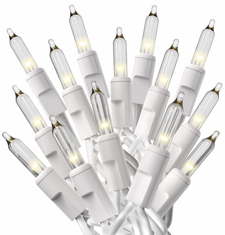 PREXTEX White Christmas Lights 100 Count - Incandescent Clear Warm White String Lights on White Wire - 20 ft Xmas Tree Lights for Indoor or Outdoor Decorations PREXTEX