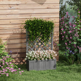 Outsunny Wooden Raised Garden Bed with Trellis, 46" Planter Box, to Grow Vegetables, Herbs, and Flowers for Backyard, Patio, Gray Outsunny