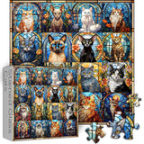 PICKFORU Stained Glass Puzzles Cat Puzzles for Adults 1000 Pieces, Kitten Kitty Puzzles Collage Puzzles 1000 Pieces Hard, Impossible Challenging Jigsaw Puzzles,Colorful Mosaic Cats Puzzle PICKFORU