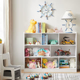 Elegant 3-Tier White Wooden Bookshelf with 8 Sections and Anti-Tilt Device Onirw