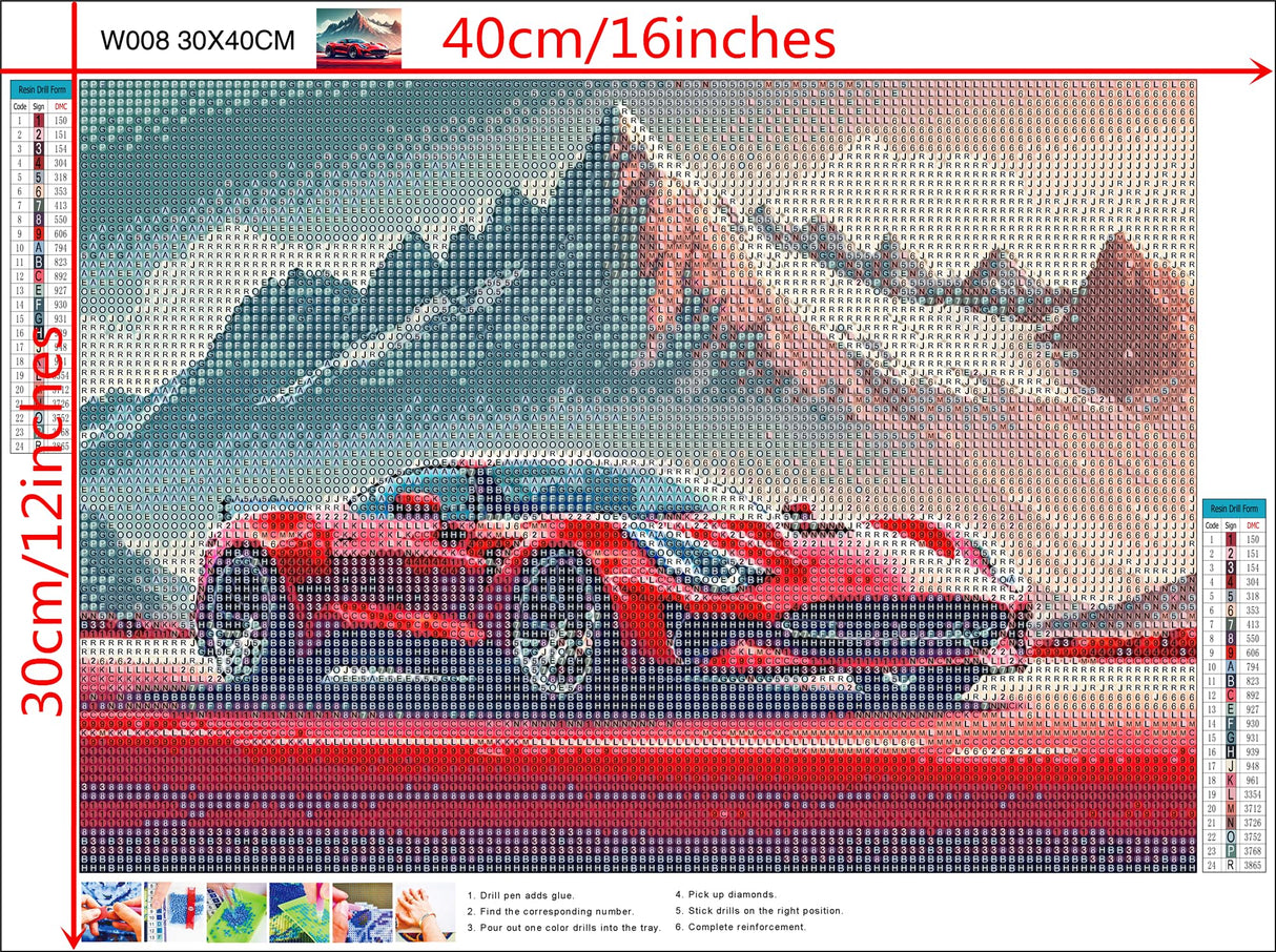 NIHO-JIUMA Diamond Painting Kits Mountain Sports car, DIY 5D Full Drill Diamond Art Gift for Adult/Teen, Home Decoration (30x40cm/12x16inches) NIHO-JIUMA