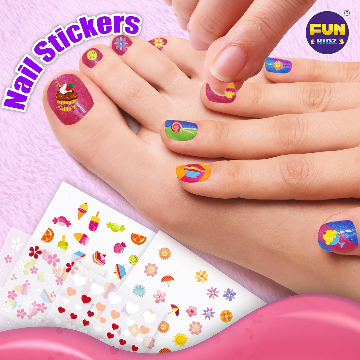 Kid Nail Art Kit for Girls, FunKidz Nail Studio Kits Size 17.91Wx12.4L with Peelable Nail Polish Nail Dryer Teens Makeup Mani Pedi Set Spa Party Gift FUN KIDZ