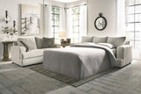 Signature Design by Ashley Soletren Contemporary Chenille Queen Sofa Sleeper with 4 Accent Pillows, Off-White Signature Design by Ashley