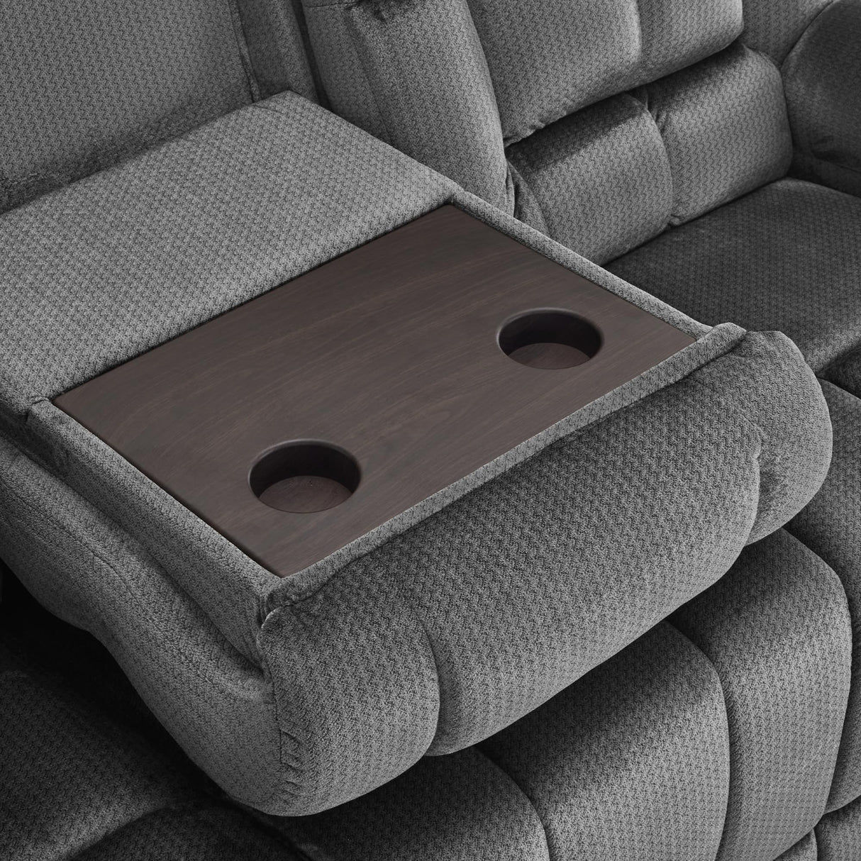 MCombo Zero Gravity Power Recliner Sofa with Drop Down Table, Heat and Vibration Massage, 3 Seater Dual Reclining Couch with USB Ports, Cup Holders for Living Room, Fabric RS6236 (Grey) MCombo