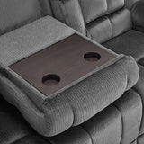 MCombo Zero Gravity Power Recliner Sofa with Drop Down Table, Heat and Vibration Massage, 3 Seater Dual Reclining Couch with USB Ports, Cup Holders for Living Room, Fabric RS6236 (Grey) MCombo
