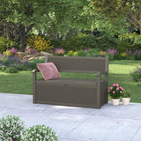 GULAIMOAO 80 Gallon Outdoor Storage Box, Resin Patio Furniture with Armrest, Lockable Deck Box with Waterproof and UV Resistant for Patio Cushions, Garden Tools and Pool Supplies, Grey GULAIMOAO