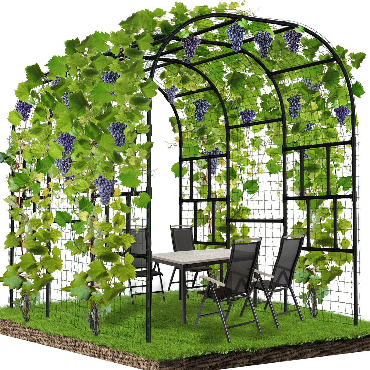 SUNYRISY Outdoor Garden Arch Trellis, 118" x 79" x 87" Extra Large Garden Trellis for Climbing Plants Outdoor, Plant Support Outdoor for Cucumber Grape Vine Vegetable Fruit and Garden Gazebo SUNYRISY
