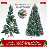 Yaheetech 6ft Artificial Christmas Tree, Snow Flocked Christmas Tree w/64 Pinecones, 920 Frosted Tips, Pre-Decorated Tree for Holiday Party Decoration Yaheetech
