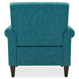 Domesis Kiara Traditional 34" Wide Upholstered Rolled Arm Living Room & Bedroom Accent Chair, Comfy Elegant Armchair with Pewter Nailheads, in Blue Tweed Domesis