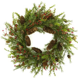 WreathDream 22 inch Artificial Christmas Wreath with Pine Cones and Needles for Indoor Outdoor Holiday Home Decor WreathDream
