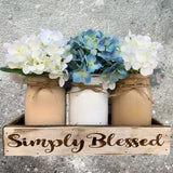 Personalized Name Established Date CUSTOM Tray ENGRAVED Wood Mason Canning Pint Quart JARS & Florals Optional Centerpiece Kitchen Table Decor Distressed Rustic Housewarming Wedding Anniversary Decor Wooden Hearts Inc