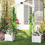 Happygrill Garden Arbor with Planter Boxes, Outdoor Wedding Arch with Trellis for Climbing Plants Vine Vegetables Herbs, Wooden Arbor Archway for Ceremony, Party (White) HAPPYGRILL