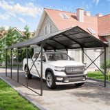 Kurapika 12x22 FT Metal Carport with Reinforced Base Outdoor Heavy Duty Car Port with Galvanized Steel Roof, Garage Car Shelter, Multi-Purpose Carports for Car, Truck and Boats Kurapika