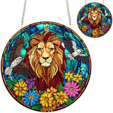Zariocy Hanging Diamond Art Ornament Lion Kits for Adults – Special Crystal Double Sided Pendant, DIY Animal Diamond Painting Acrylic Board Window Pendants Home Garden Wall Hanging Decor 8x8 inch Zariocy