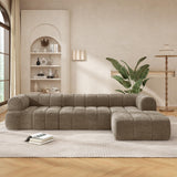 Christopher Knight Home Mania 122" Modular L-Shape Sofa Couch with Chaise Lounge, Modern Sectional Sofa Set for Living Room, Boucle Fabric Upholstered Cloud Couch with Deep Seat, Brown Christopher Knight Home