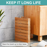 Waterproof Bamboo Bath Mat for Shower, Wooden Floor Mat for Bathroom, Foldable | Non-Slip | Heavy Duty, Shower Mat for Indoor Outdoor, 23.5in x 15.6in viewcare