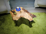 skilled hands Olive Side Table Natural Live Edge end Table 24" Length with Black Legs Rustic Coffee Table Nesting Table l skilled hands