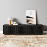 POVISON Modern Solid Wood TV Stand, Black Entertainment Center for 65 inch TV, Full Assembled Media Console with Storage, Farmhouse Low TV Cabinets POVISON