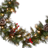 National Tree Company Pre-Lit Artificial Christmas Garland, Green, Frosted Berry, White Lights, Decorated with Pine Cones, Berry Clusters, Plug In, Christmas Collection, 9 Feet National Tree Company