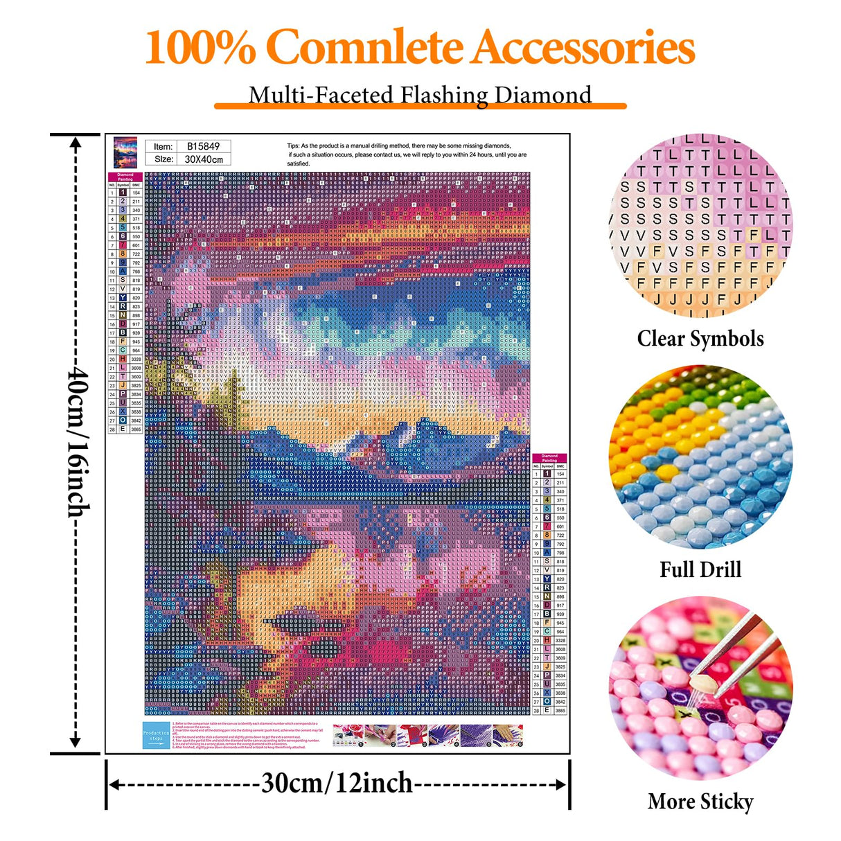 Offito Aurora Diamond Art Kits for Adults, 5D Starry Sky Lake Diamond Painting Kits for Beginners, Fantastic Landscapes DIY Full Drill Dots Gem Art Paint for Home Wall Decor 12 x 16 Inch Offito