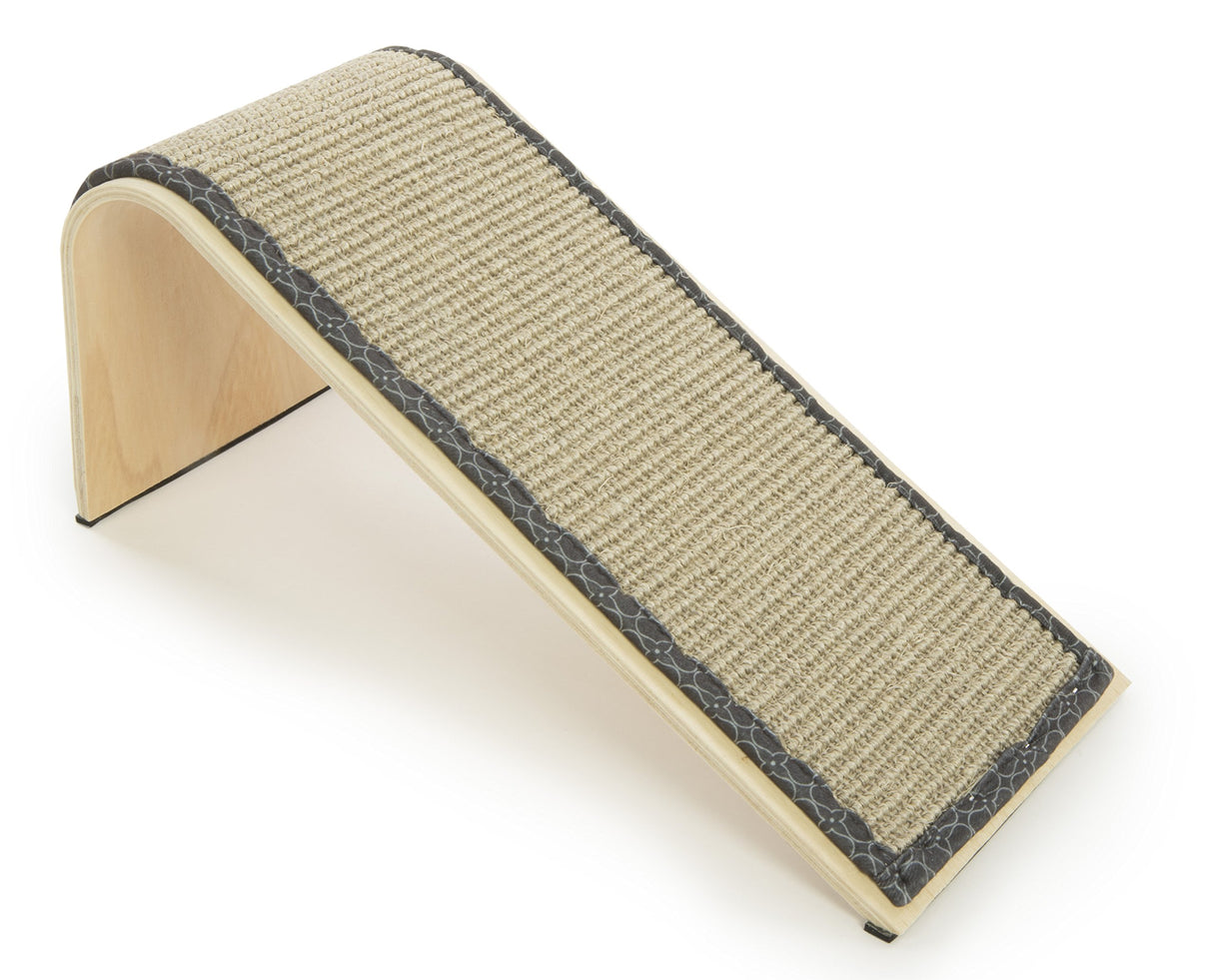 SmartyKat Sisal Angle Ramp Cat Scratcher for Indoor Cats & Kittens, Durable Sisal & Wood Scratching Pad, Includes Catnip, Gray/Taupe SmartyKat