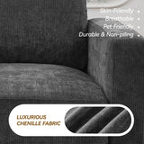 CACFTII 143.8" Modular Sectional Sofa Modern Chenille U-Shaped Couch with Thickened Seat Cushions, Easy Assembly, Upholstered 6 Seater Couch with 2 Movable Ottomans for Living Room, Grey CACFTII