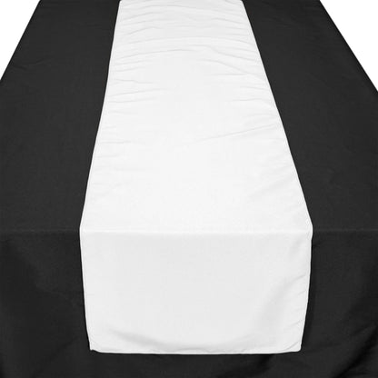 TableLinensforLess 6 Pack 13 x 90 inch White Polyester Table Runner for Events, Weddings, and Banquets