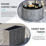 UDPATIO Patio Furniture Set,Fully Assembled Outdoor Sectional Sofa，Half-Moon Curved Modular 7 Pieces Heavy Duty Wicker Furniture Set with Round Coffee Table, for Porch,Backyard,Grey UDPATIO