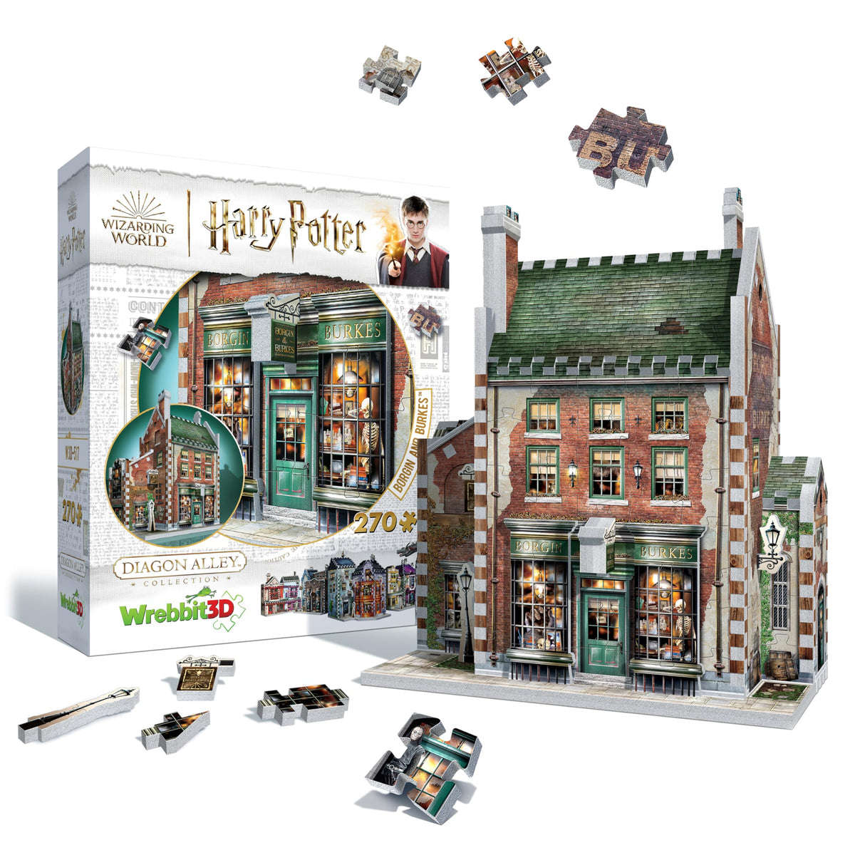 Wrebbit3D Harry Potter 3D Puzzle Model of Borgin and Burkes | Diagon Alley Collection |270 Jigsaw Puzzle Pieces | Build and Journey Through The Wizarding World Wrebbit