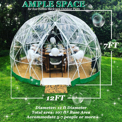 LVAOSTT Garden Dome Igloo Bubble Tent 12FT Clear Tent Outdoor for Garden, Weather Proof Pod Camping Patio Igloo Tent for Backyard Canopy Gazebos Screen House Room Lean to Greenhouse - WoodArtSupply