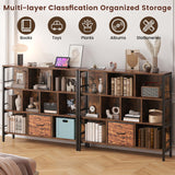 Winkalon Bookshelf, 10 Cube Bookshelf with Canvas Drawer, 3 Tier Wide Bookcase with Adjustable Legs, Metal Bookshelf with Open Stoage for Bedroom, Living Room, Office Winkalon