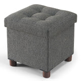 BRIAN & DANY Storage Ottoman Cube, Foot Stool Seat with Wood Legs, Folding Storage Ottoman Bench, Small Ottoman Foot Rest for Living Room and Bedroom 12.6"x12.6"x12.8" - Grey BRIAN & DANY