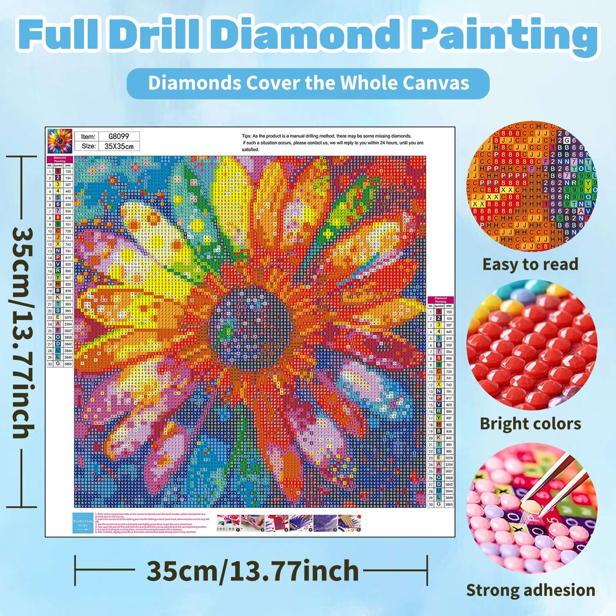 Ceiomez Diamond Art Flowers for Adults, Flower Diamond Painting Kits for Adults Beginners, 5D DIY Full Round Drill Gem Art and Crafts for Home Decor 14x14 inch Ceiomez