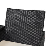 Yaheetech Patio Loveseat, Outdoor Wicker Double Chair w/Side Table, PE Rattan Furniture Set for Two People, Love Seat w/2 Removable Cushions & 1 Tempered Glass Side Table, Black/Beige Yaheetech