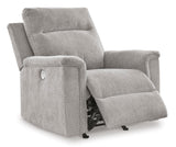 Signature Design by Ashley Barnsana Casual Power Recliner with Rocking Motion and USB Port, Light Gray Signature Design by Ashley