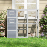 COZIWOW Large Wood Cat Catio, Outdoor Cat Enclosure with Weatherproof Roof, 2 Resting Rooms, 2 Platforms, 4-Tier Cat Playpen, 76.18" L x 33.46" W x 70.08" H, Grey COZIWOW