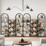 LIKEMET Triple 5 Tier Bookshelf, Bookcase with 18 Open Display Shelves, Wide Tree Bookshelf Metal Frame Tall Book Case for Living Room Home Office Rustic Brown LIKEMET