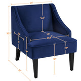 Yaheetech Mid-Century Accent Chair, Velvet Club Chair with Pocket, Wood Frame Comfy Barrel Chair for Living Room/Waiting Room/Bedroom, Blue Yaheetech