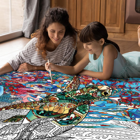 Turtle Giant Coloring Posters for Kids Adults Sea Turtle Coloring Sheets 39.37×51.96 Inch Mandala Coloring Page Wall Art Decor Blank Banner for School Group Family Art Craft Activities Decoration ZOIIWA