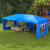 Outsunny 10' x 20' Large Party Tent, Outdoor Event Shelter, Gazebo Canopy with 4 Removable Window Sidewalls for Weddings, Blue Outsunny