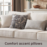 Modern Farmhouse Loveseat Sofa, Chenille Upholstery with Nailhead Trim, Small Couch for Living Room, Bedroom, Office, or Apartment, Includes 4 Accent Pillows Farati