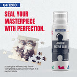 2 Pack 140ml Jigsaw Puzzle Glue with New Sponge Head, Suitable for 1000/3000/5000 Pieces of Paper and Wood Puzzle Glue Clear Water-Soluble Quick Dry Jigsaw Puzzle Glue, 280ml GH1200